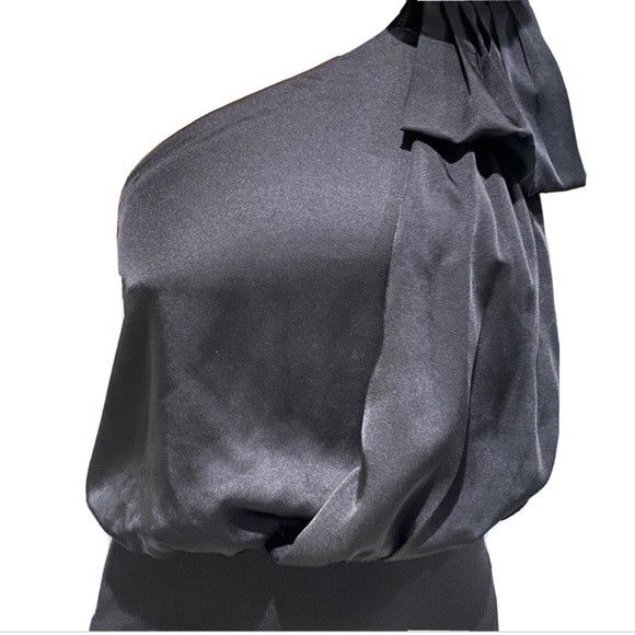 A/X Armani Exchange One Shoulder Zipper Black Cocktail Party Dress Size 2 Club - Picture 4 of 13